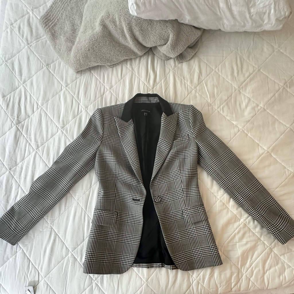 Women's Black And White Plaid Blazer